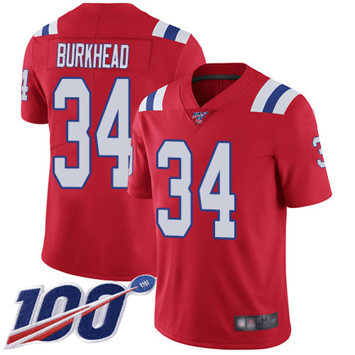 New England Patriots Football 34 100th Season Limited Red Men Rex Burkhead Alternate NFL Jersey